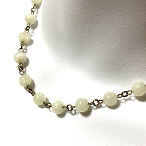 Genuine Serpentine Necklace, Pale Green Gemstone Bronze Chain Layering Necklace